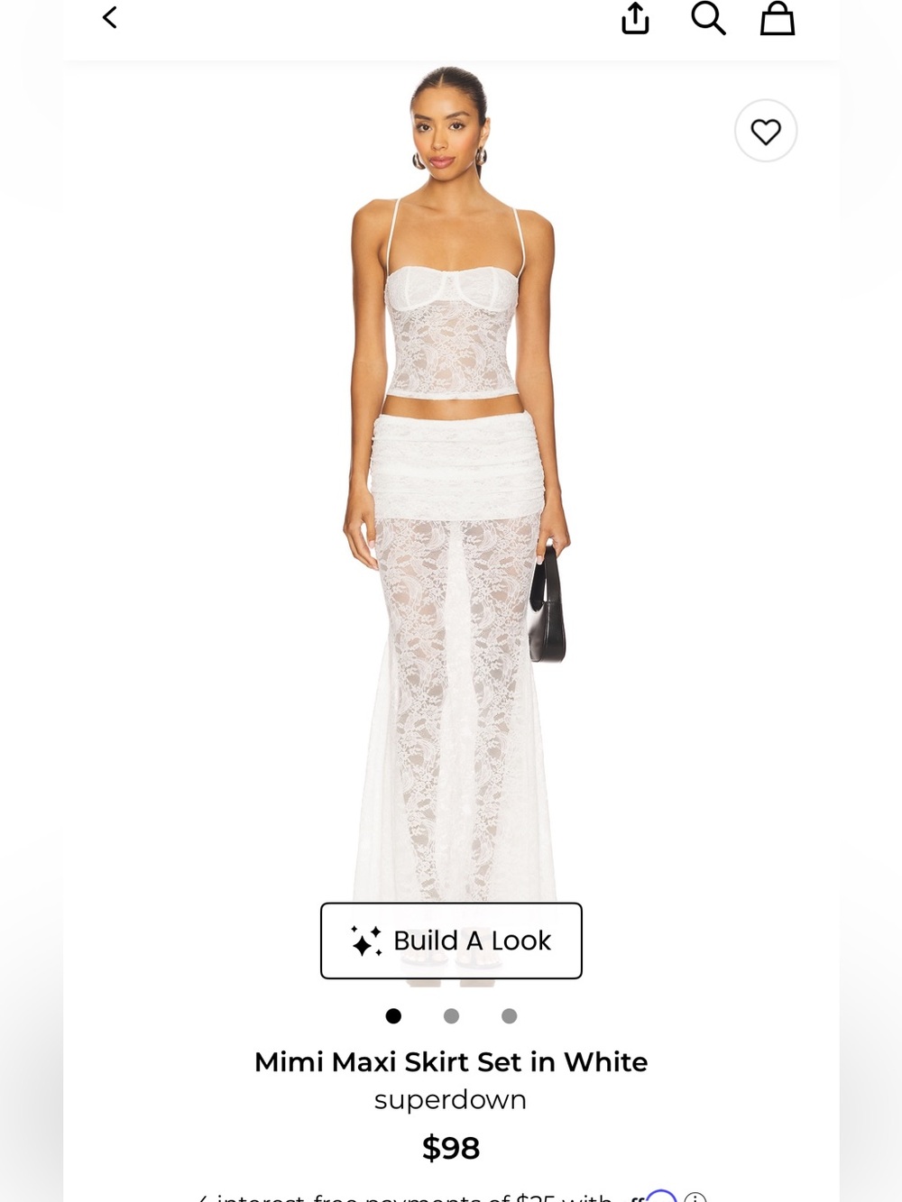 Superdown Mimi White Lace Maxi Skirt Set